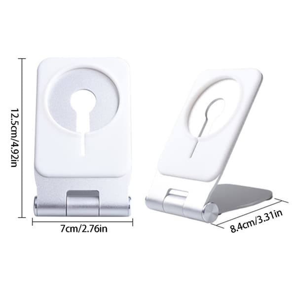 Solid telefonholder i aluminium med antiskli-base, perfekt for bruk på skrivebord og seng