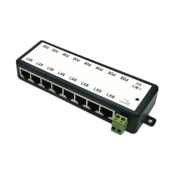 POE Injector 8 LAN-porte med LED Power Light POE Splitter Passer til CCTV-netværk