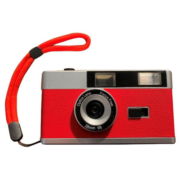 Retro 35 mm peka och skjut filmkamera med blixtfångstminnen i film perfekt för fotografintusiaster