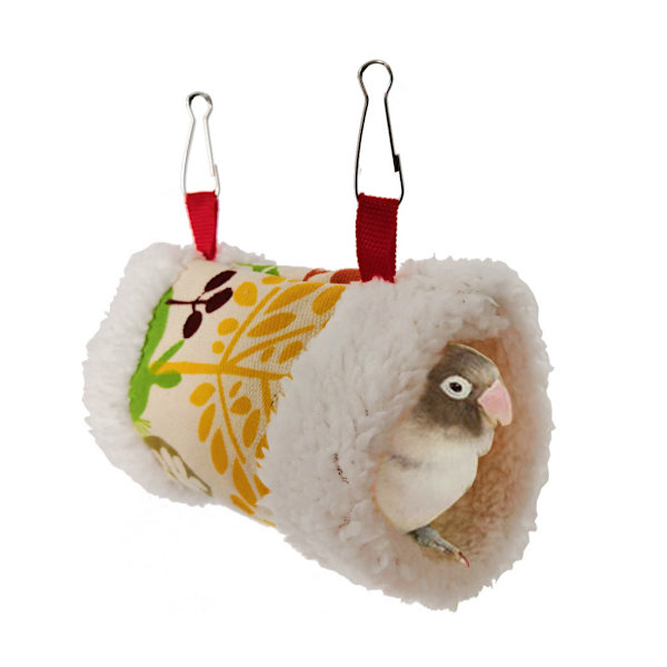 Parrot Snuggle Hut Bird Warm Nest Plysch Hängmattetält Vintersäng med 2 metallkrokar för små parakiter Conures Small cylinder