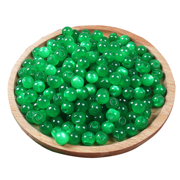 10 stk 10 mm Cheongsam perleskimrende kuppelformede syknapper imitert jade delvise hull for tangdrakt Hanfu retro harpiks runde perler