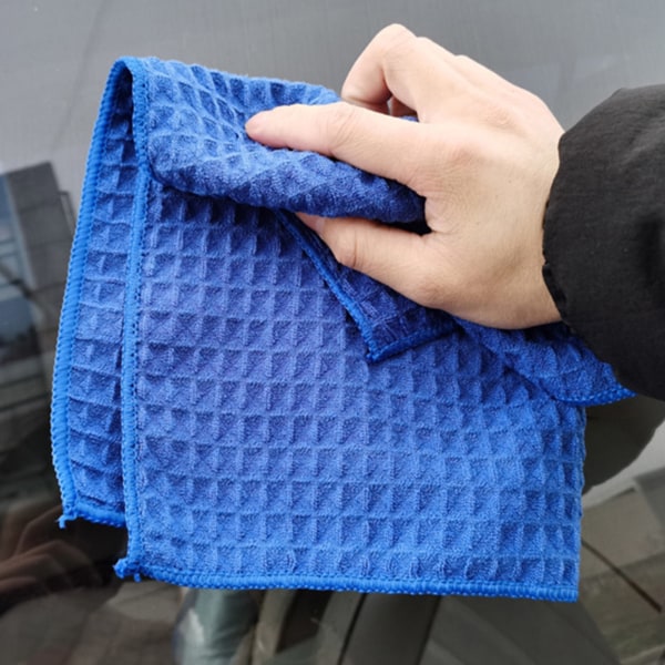 Waffle-Weave Car Wash Handduk Microfiber Torkhandduk 15,7 tum x 15,7 tum Blue
