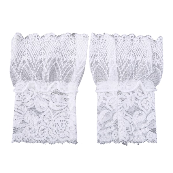 Kvinder Lotus Leaf Fake Sleeve Floral Lace Plisseret flæser Horn manchetter Håndledsvarmer