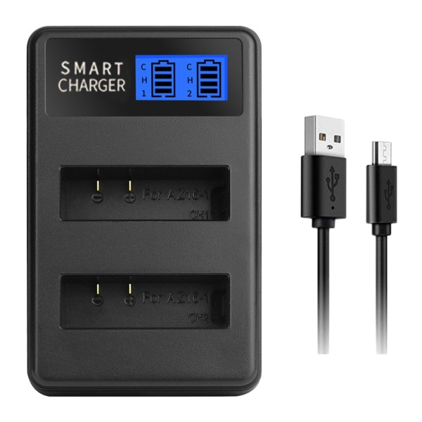 AZ16-1 LCD Universalbatteri Doble oppladbare batterier Lader for XiaoYi YI 4K YI 4K+ YI Lite actionkamera