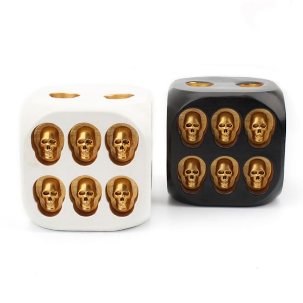 Mini Skull Dice Halloween Skeleton Dice Mini Skull Face Game Dice Props Black gold