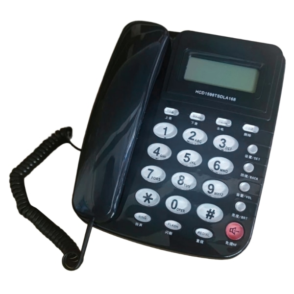 Stationär telefon Fast fast telefon nummerpresentation Kortnummer Behövs inte batteri Stor knapp Black