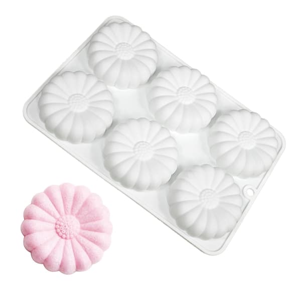 6-hulroms blomsterformform Mousse kakeform DIY lys såpeform Nonstick