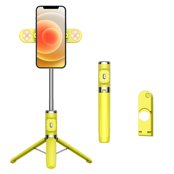 M01S i ett stycke förstärkt költelefonstativfyllning ljusgolv Live-sändningsfäste Bluetooth-kompatibel Selfie Stick Yellow