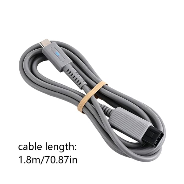 Spillkonsoll Ladeledning 1.8M USB Type C Strømkabel Grå