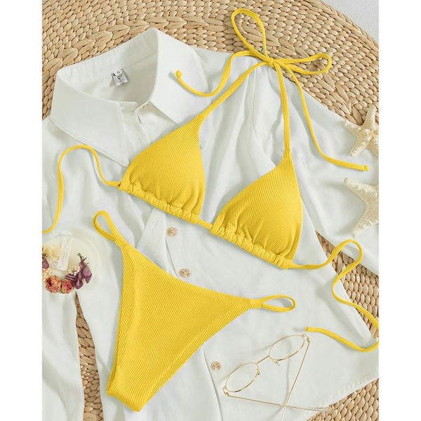 Kvinnors baddräkt set string bikini topp och justerbar botten Red M
