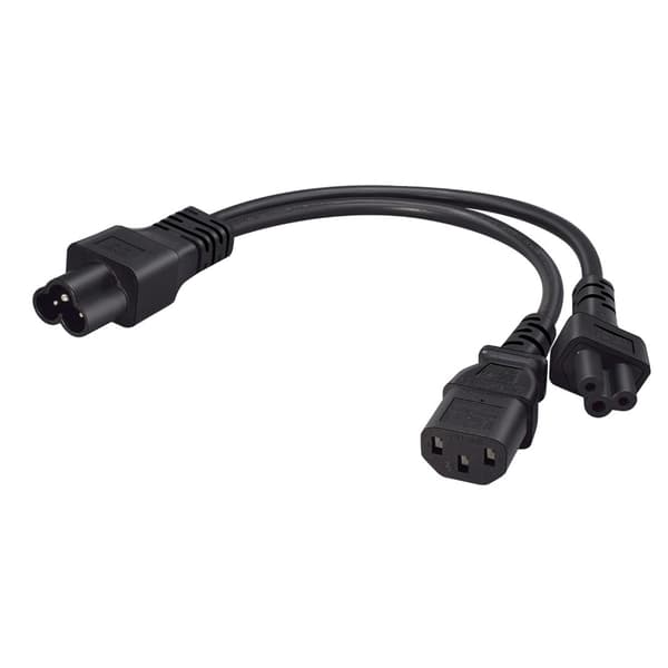 Strømkabel for flere enheter, 30 cm lengde, C6 hann til C5 hunn C13 plugger