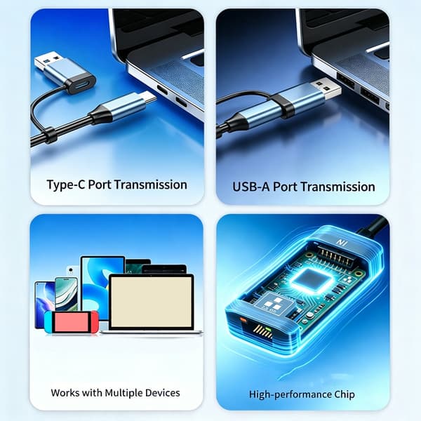 2.5G Type C/USB til RJ45 Gigabit Ethernet-adapter med ledning til netværkskonvertering