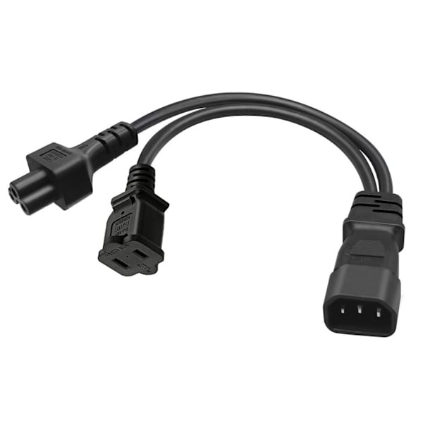 IEC320 C14 - IEC320 C5 + Nema 1-15R AC-virtasovittimen kaapeli, 3 liitintä uros-naaras power johdon johto