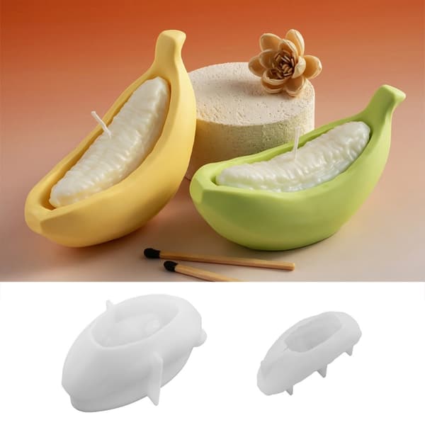 Banan-tema silikonformsett for laging av stearinlys og voks