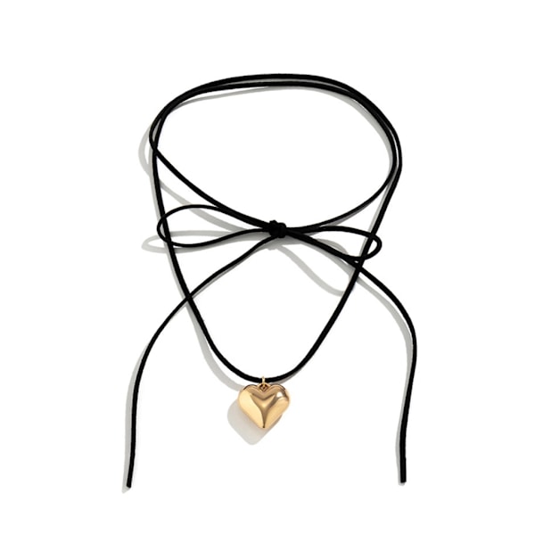 Simple Heart Pendant Halskæde Knotted Bowknot Choker Halskæde Justerbar krave Halskæder Nøglebenskæde smykker