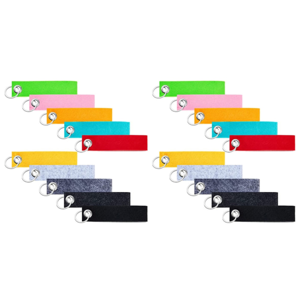Nyckelbrickor, 20st olika färger Nyckelringar Taggar Hållare Nyckelbricka DIY Filt Nyckelring Handväska Ryggsäckshänge