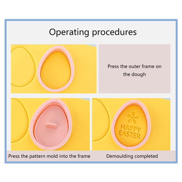 Sett med 8 Påske Kakeformer Egg Kanin 3D Plast Kake Stempler Baking Bakverk