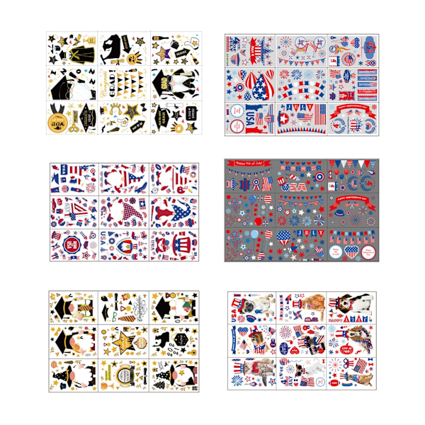 9 ark Graduation Window Clings Uafhængighedsdag Dekoration Vandtæt Dekal Set A