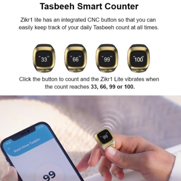 Elektronisk digital Tasbih Tally Counter OLED-skärm Islamisk bön Tally Counter & böntidspåminnelse 18mm
