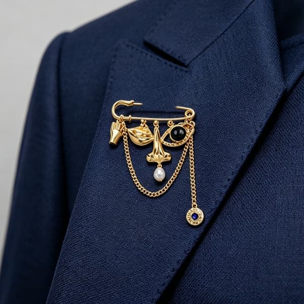 Ukonventionel udtryksfuld ansigtsbroche til edgy styling