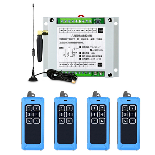 433Mhz langaton kytkin AC85V 6-kanavainen relevastaanotinmoduuli + 6-pohjainen RF-kaukosäädinlähetin autotalliin