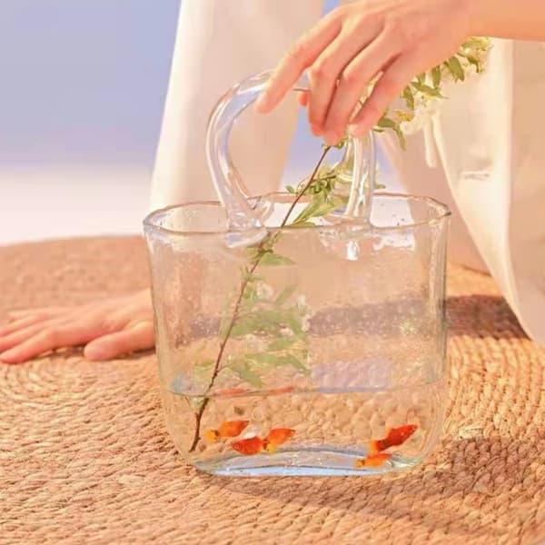 Vase i klar glas til akvariumbeholder til bordplader Light Grey