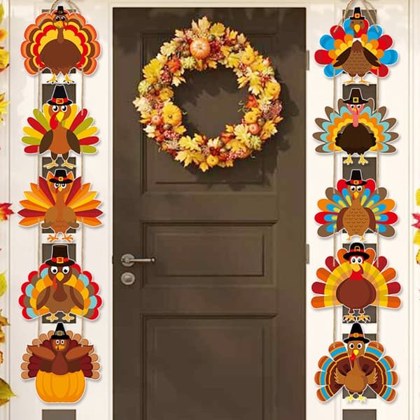 Efterårs-kalkun dørhængende par til Thanksgiving indgangsstil