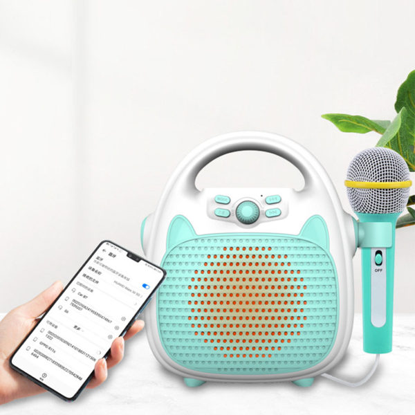 Bärbar handväska högtalare för barn Handhållen Bluetooth-kompatibel mikrofon för barn med 360 graders stereosurround Blue