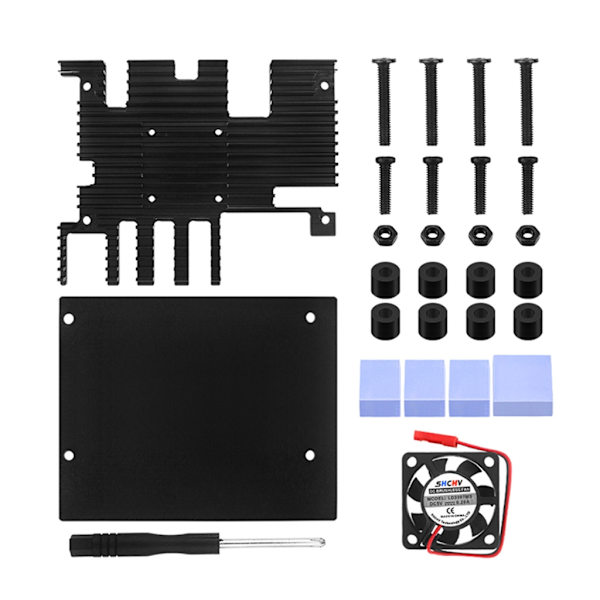 Orange Pi 5 Plus case , jossa tuuletin ja jäähdytyselementtisarja, metallikuori Orange Pi 5 Plus:lle 4GB/8GB/16GB