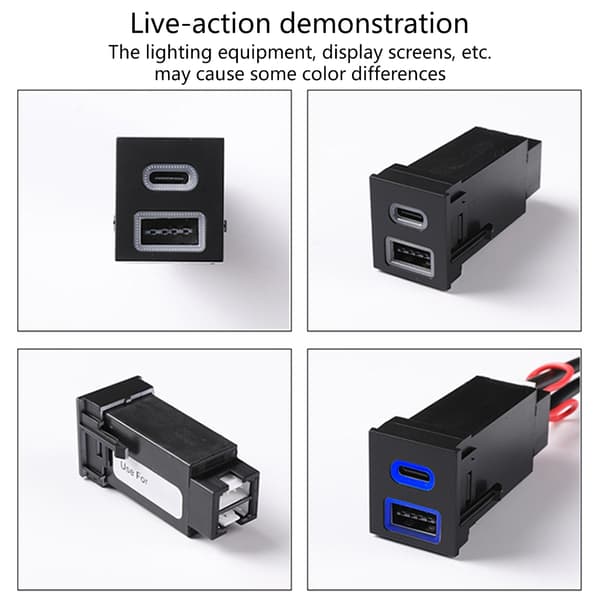 Billaddare med dubbla portar stöder PD QC3.0-teknik Enkel installation