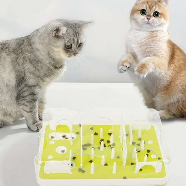 Justerbar Aktivitets Katte Foder Puzzle Interaktiv Langsom Spise Skål Til Kæledyr
