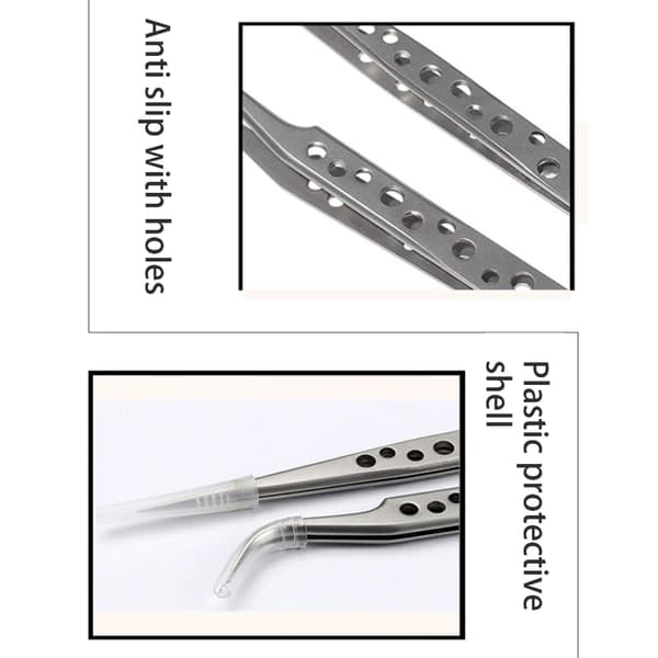 2 stk ergonomisk pinsettsett i rustfritt stål for hagearbeid og håndverk