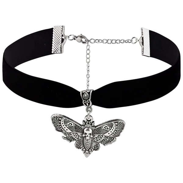 Mode gotisk skalle Moth halsband svart sammet hänge Choker Punk Charm null - Style 1