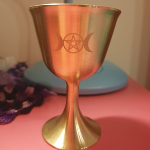 Rituell kopp Altarbägare Wicca Guldplätering Mässing Ceremoni Månspådom Astrologiskt verktyg Brädspel Tillbehör för häxkonst