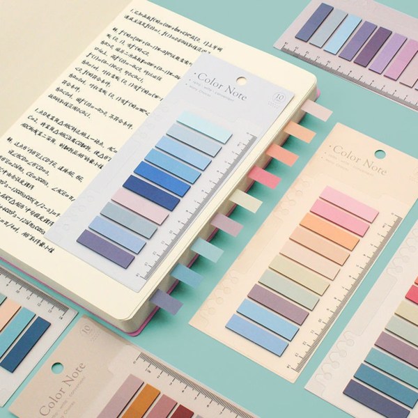 80 färgskrivbara klisterflikar, färgsidamarkör Transparenta klisterlappar