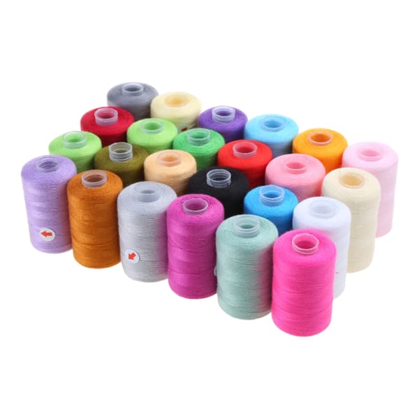 Sytrådsæt 24 Farver Polyester 1000 Yard Pr. Spole til Håndsøm