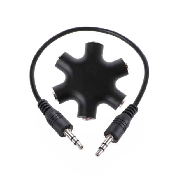 3,5 mm Audio Splitter Hexagon 1 hane till 5 honor hörlursdel Distributörsdel upp till 5 ljudutgångar samtidigt för T