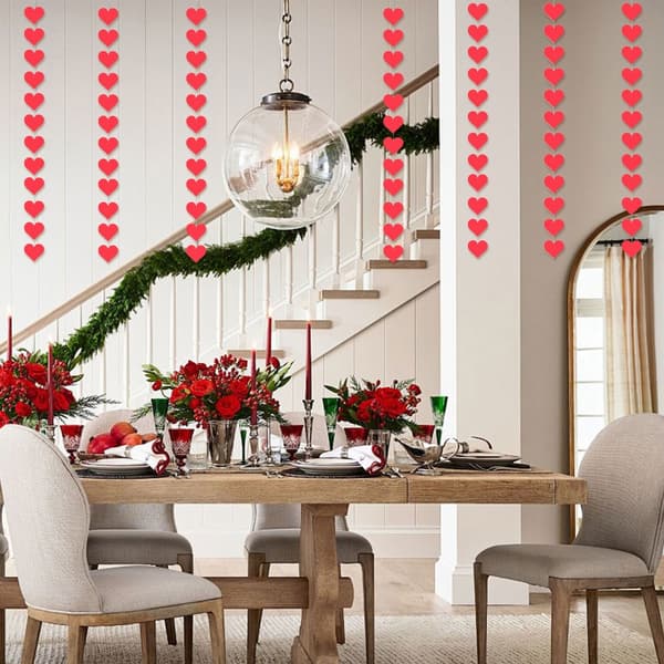8 stk. Elegante hjertehængende streamers Valentinsdag loftspynt