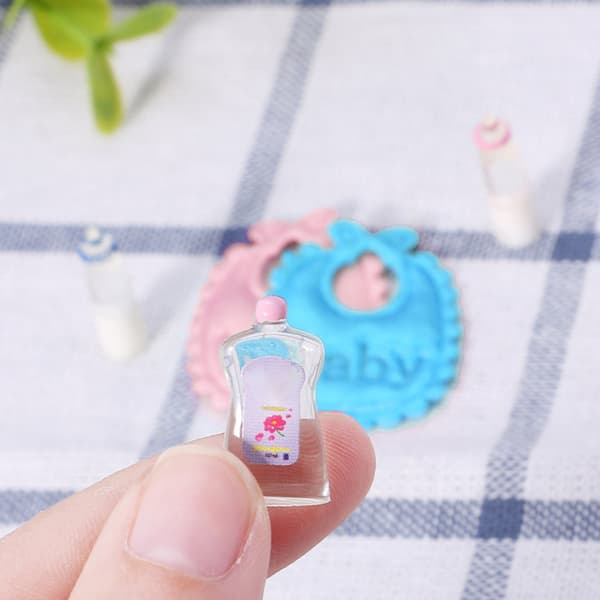 1:12 til dukkehus miniature babyshampoo sutteflaske hagesmæk børnerolle til leg