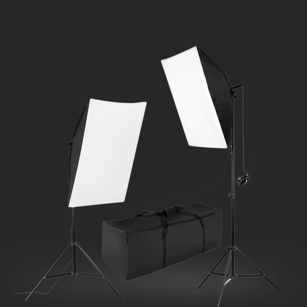 Softbox Lighting Kit Fotograferingsljusutrustning med 2st E27 135W lampor & stativljushållare och bärbar förvaringsväska
