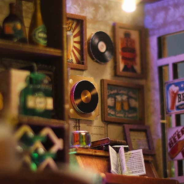 Håndlavet Mini Pub Scene Træ Samlesæt Til Kreativ Dekoration