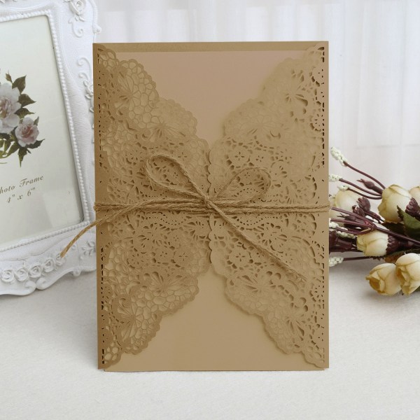 10 st bröllopsinbjudningskort kit med kuvert förseglar personligt tryck Gold