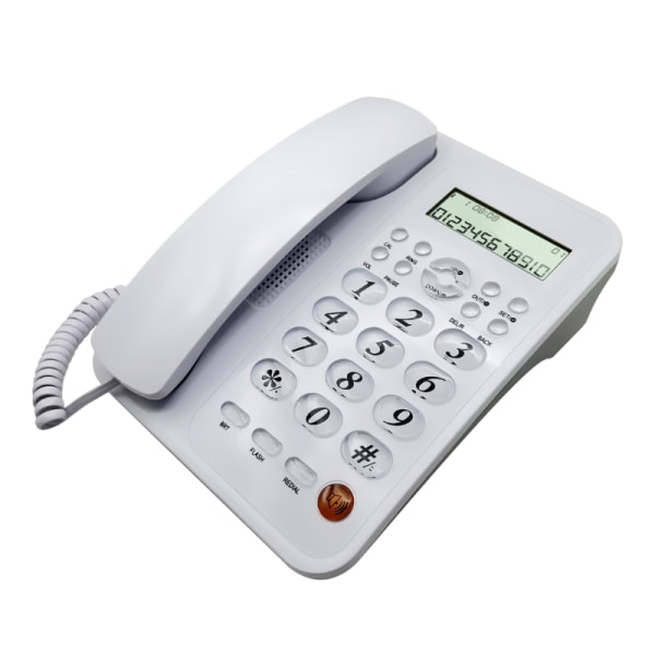 Fast telefon med sladd Stor knapp fasta telefoner Fast telefon för kontorshem White