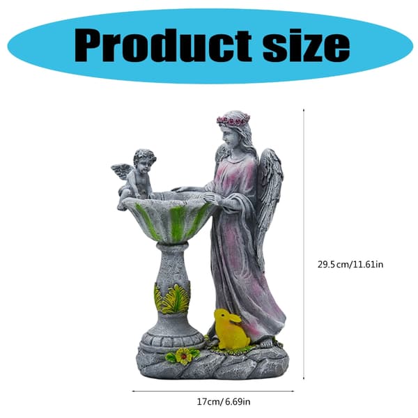 Harpiksengelstatue med solcellelys for lunefulle hagefigurdekorasjoner