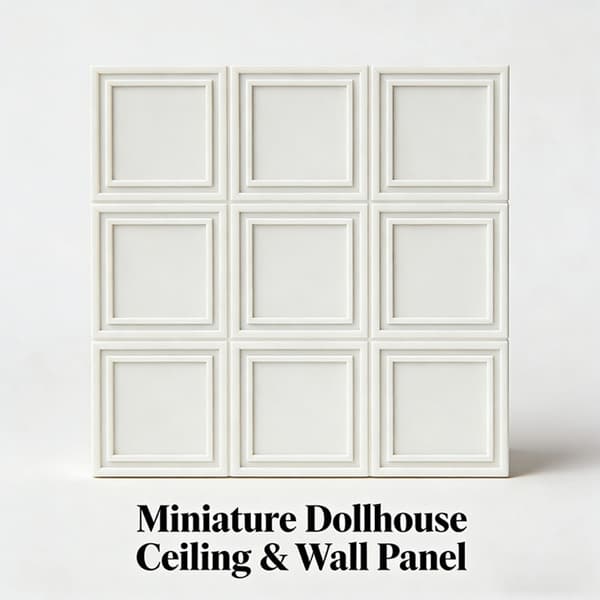 Hvidt dukkehus tilbehør væg- og loftpanel 13x13 cm plasttekstur
