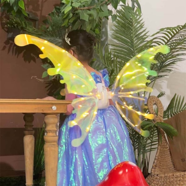 Automatiska viftande fjärilsvingar för barn Prinsessdräktvingar Festscen Performance rekvisita LED-vingar för flickor null - Without lights