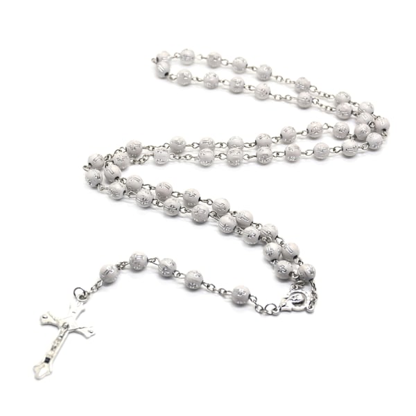 8mm runda pärlor Rosenkranshalsband Christian Jesus for Cross Hängsmycke Halsband Religion Religiösa smycken för män kvinnor