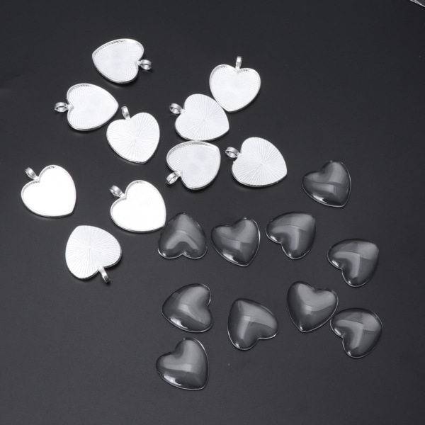 10st Fit Heart Shape Cabochons Örhängen Krokar Öroninställning Golden Silver Färg