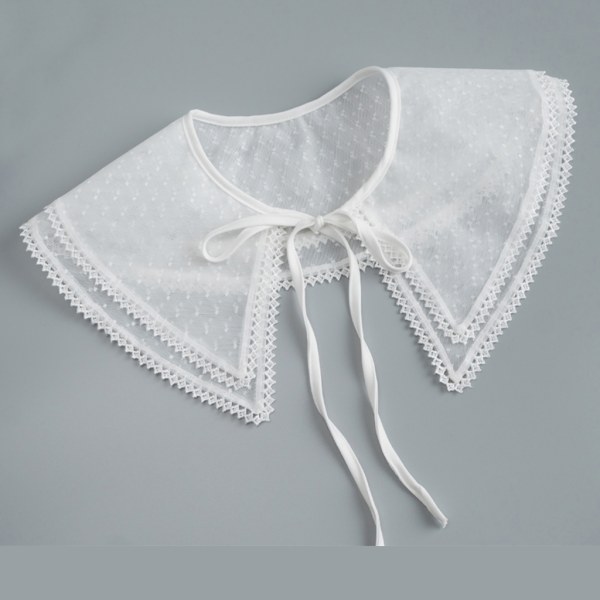 Kvinnor Flickor Söt falsk krage Spetstrim Nätgarnkrage Kawaii studentkrage slipsskjorta Tröja dekorativ vit sjal