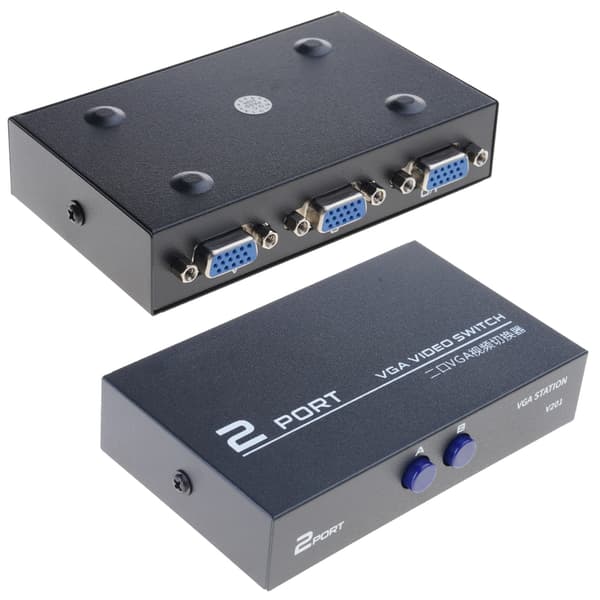 Utility Video Switch Adapter Converter Box 2 porte til computer til HD-afspiller